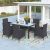 7 Pieces Patio Dining Sets, Outdoor Space Saving Rattan Chairs with Glass Table