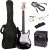 RockJam Electric Guitar Superkit with 10-watt Amp, Gig Bag, Picks & Online Lessons 6 String Pack, Right, Black, Full (RJEG03-SK-BK)