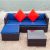 3 Pcs Outdoor Patio Conversation Set, Rattan Wicker Garden Corner Sectional Sofa W/Tempered Glass Top Coffee Table