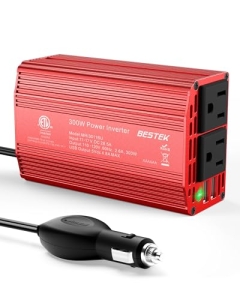 BESTEK Power Inverter DC 12-17V to AC 110V – 300W Car Plug Adapter Outlet