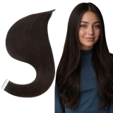 Full Shine Hair Extensions Tape in Color 2 Dark Brown Tape in Hair Extensions Hu