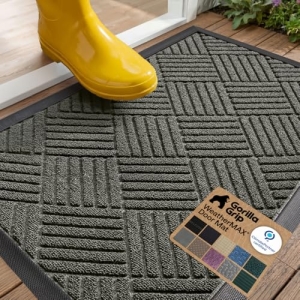 GORILLA GRIP 100% Waterproof All-Season WeatherMAX Doormat US Designed Natural R