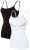ATTRACO Camisole for Women Tank Tops with Built in Bra Cotton Packs Black White