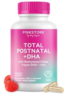 Pink Stork Total Postnatal Vitamins for Women | Vegan Algae DHA