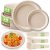 Gezond 250Pcs Disposable Paper Plates Compostable Plates and Utensils