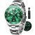 OLEVS Green Watches for Men Stainless Steel Luxury Date Dress Waterproof