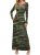 DEARCASE Maxi Dress for Women Camouflage Green Large Round Neck Boho Long Sleeve