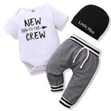 Renotemy Infant Baby Boy Outfits Short Sleeve New to The Crew Toddler Boy Clothe