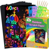 ZMLM Scratch Paper Art Set: 60 Pcs Magic Art Craft Kid Return Gifts Scratch Pape