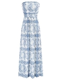 GRACE KARIN Women Strapless Dress Casual Loose Ruched Long Maxi Dress with Pocke