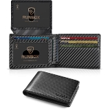 RUNBOX Wallet for Men and Women Slim Rfid Leather 2 ID Window With Gift Box