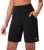 SANTINY Bermuda Shorts for Women with Pockets Athletic Black