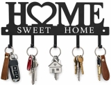 Key Holder Hooks Organizer Hanger Rack Wall Mounted Sweet Home Metal Decor Styli
