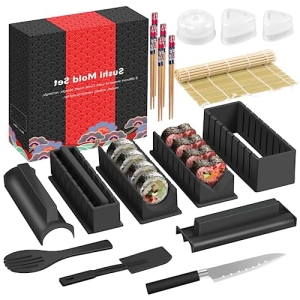 HI NINGER Sushi Making Kit Deluxe Edition Complete Sushi Maker Kit 17PCS Home Su