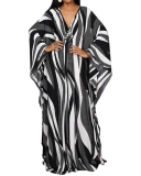 Bsubseach Women Ethnic Print Kaftan Beach Dress Plus Size Swimsuit Cover Up Dott