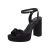 sun gurg Strappy Black Heels for Women Square Open Toe Sandals Platform Chunky H