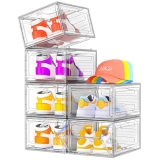 Thickened Clear Shoe Storage Organizer with Magnetic Door
