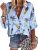ZXZY Women Pineapple Printed Lapel Collar Half Sleeves Buttons Down Blouse Shirt