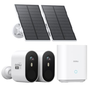 aosu 2K QHD Solar Security Cameras Wireless Outdoor System, 2-Cam-Kit