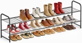 AOODA Long 2 Tier Shoe Rack for Closet Metal Wide Stackable Shoe Storage Organiz