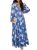 BLENCOT Women’s Casual Boho Floral Printed Deep V Neck Loose Long Sleeve Long Ev