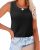 FISACE Womens Summer Knit Sweater Tank Tops Round Neck Crochet Hollow Out Sleeve