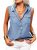 Veatzaer Women’s Sleeveless Button Down Shirts Casual Lapel Tank Tops Office Lad
