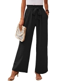 Heymoments Women’s Wide Leg Lounge Pants with Pockets Black XX-Large Lightweight