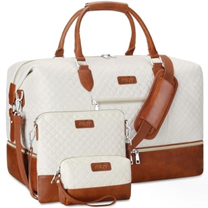 Weekender Bag for Women, Travel Duffel Bag Carry On Overnight Bag with Shoe Comp