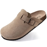 KIDMI Genuine Suede Clogs for Women Cork Footbed Sandals Leather Mules Potato Sh