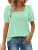 WIHOLL Summer Shirts for Women, Casual Short Sleeve Square Neck Tops Loose Fit G