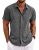 COOFANDY Men’s Linen Untucked Button Up Shirt Casual Short Sleeve Slim Fit Summe