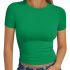 PRETTYGARDEN Women’s Short Sleeve Casual T Shirts Summer Ruffle Plain Round Neck