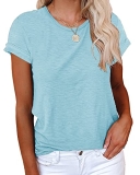 Cicy Bell Women’s Short Sleeve Shirts Crewneck Loose Casual Summer Basic Tees To