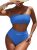 Pink Queen Women’s 2 Piece Plus Size Swimsuit Bandeau Bikini Top Push Up High Le