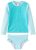 UMELOK Baby Girls’ Swimwear Rashguard Swimsuit Long Sleeve Bathing Suit Aqua/Tri