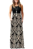 AUSELILY Women’s Summer Sleeveless Loose Maxi Dress Casual Long Dresses with Poc