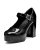 Coutgo Mary Jane Shoes Women Black Platform Heels Patent Chunky Dress Shoes