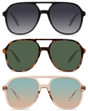 YDAOWKN Retro Square Aviator Sunglasses for Womens Mens Vintage 70s Double Bridg