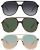 YDAOWKN Retro Square Aviator Sunglasses for Womens Mens Vintage 70s Double Bridg