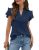 Blooming Jelly Womens Dressy Casual Tops Ruffle Short Sleeve V Neck Shirts Elega