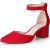 Ankis Closed Toe Heels for Women -Red Pointed Toe Heels Low Block Chunky Women P