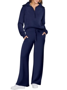 ANRABESS Women 2 Piece Set Sweatsuits Lounge Fall Outfits,navy blue,XL