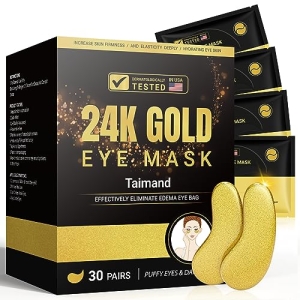 Taimand Under Eye Patches (30 Pairs), 24K Gold Eye Mask for Dark Circles