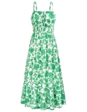 Long Maxi Dresses for Women Spaghetti Strap Sleeveless Dress Smocked Tiered Flor