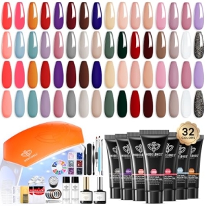 Modelones 133pcs Poly Nail Gel Kit 32 Colors with 8W Nail Lamp
