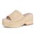 EQAUDES Platform Slip on Espadrille Sandals for Women Wedges Slides Bohemia Sand