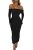 PRETTYGARDEN Women’s Fall Off Shoulder Maxi Bodycon Dress Long Sleeve Ruched Fit