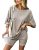 Ekouaer 2 Piece Lounge Set Women Ribbed Knit Oversized Shirts Biker Shorts Airpo
