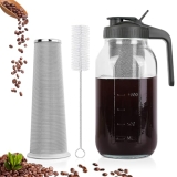 Cold Brew Coffee Maker,64 oz Mason Jar Pitcher with Stainless Steel Filter